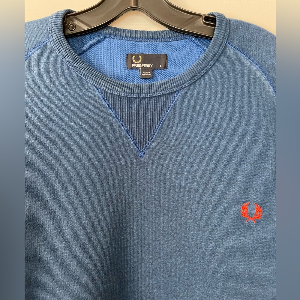 Fred Perry Classic Crewneck Sweater Jumper Blue Large